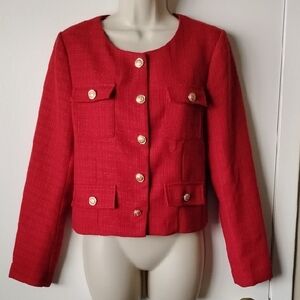 NWT New Collection Crop Blazer S Textured Red Gold